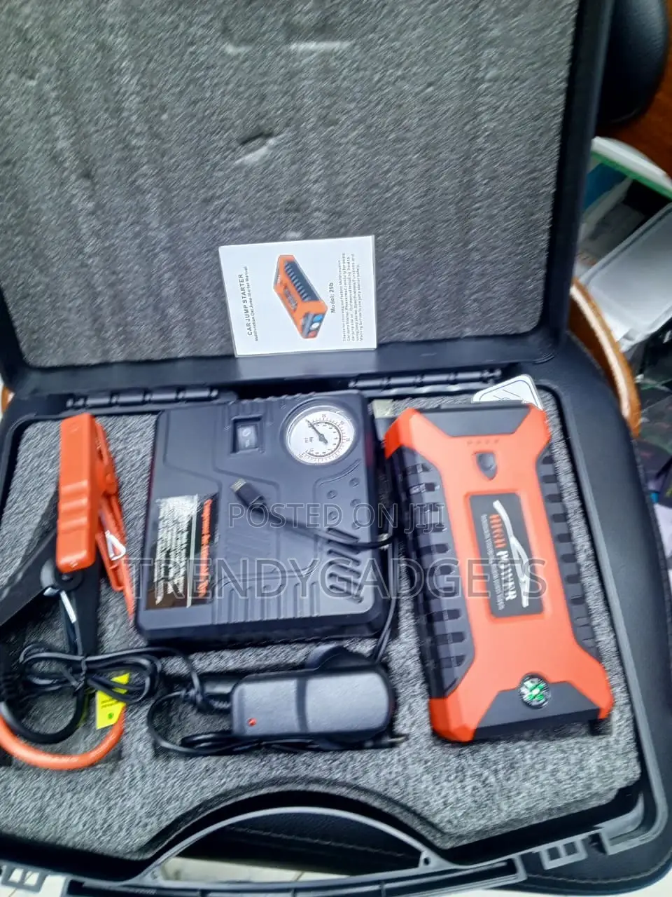 12V Portable Car Jump Starter With Air Pump, USB LED Light