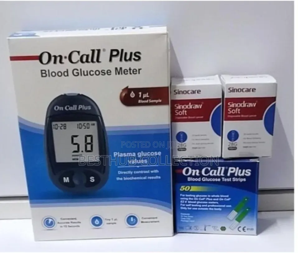 Oncall Plus Glucometer, Blood Sugar Test, With 50 Strips 100 Lancets