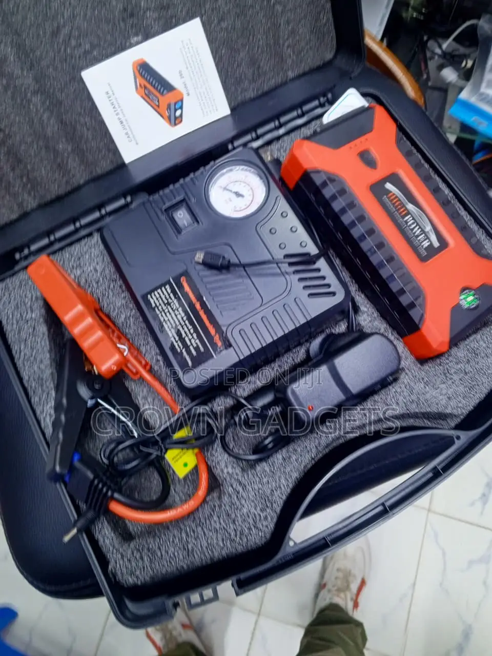 12V Car Battery Booster With Air Compressor, USB LED Flashlight