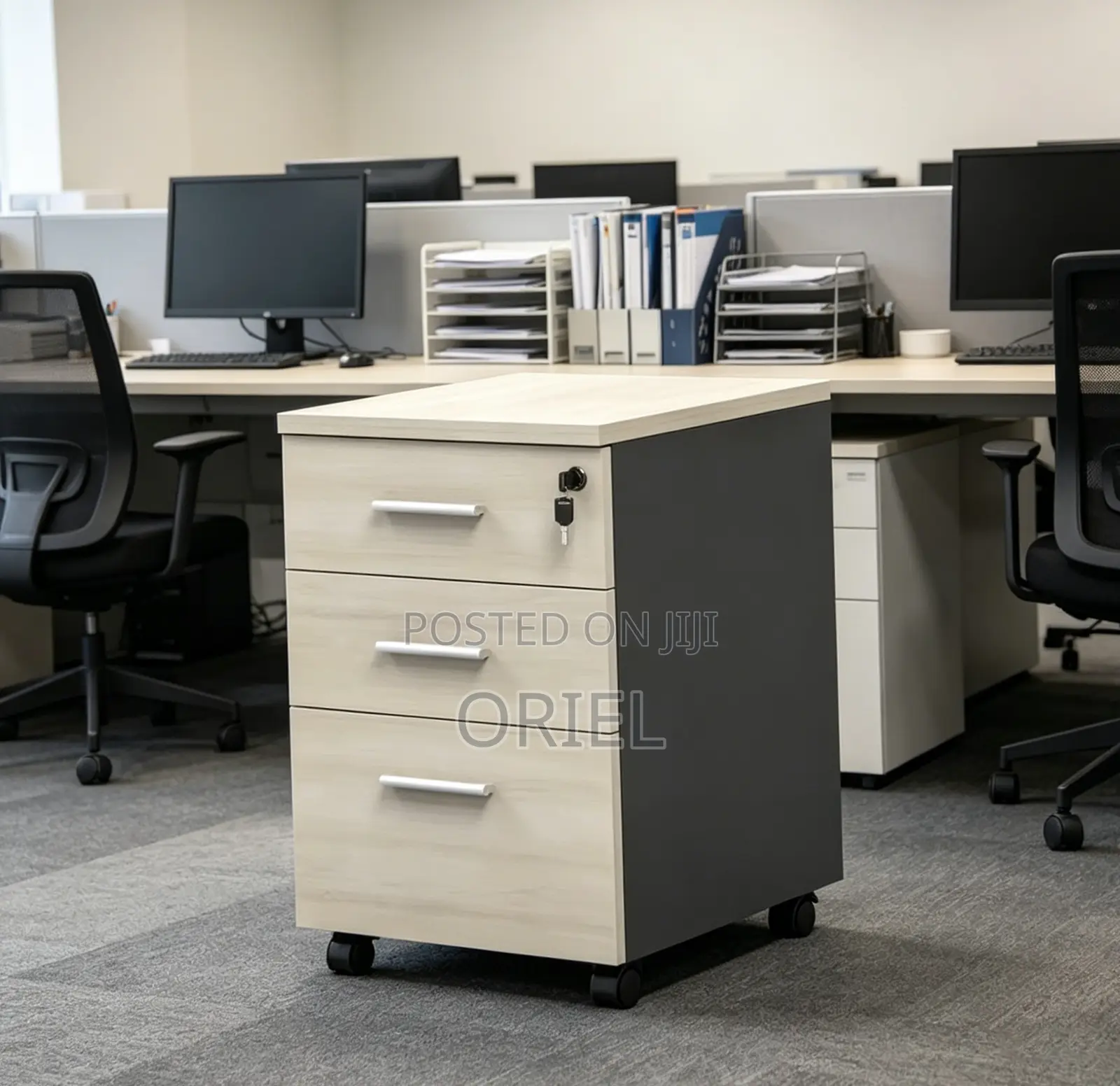 Office Cabinet : Wooden Vertical 3-Drawer File Cabinet