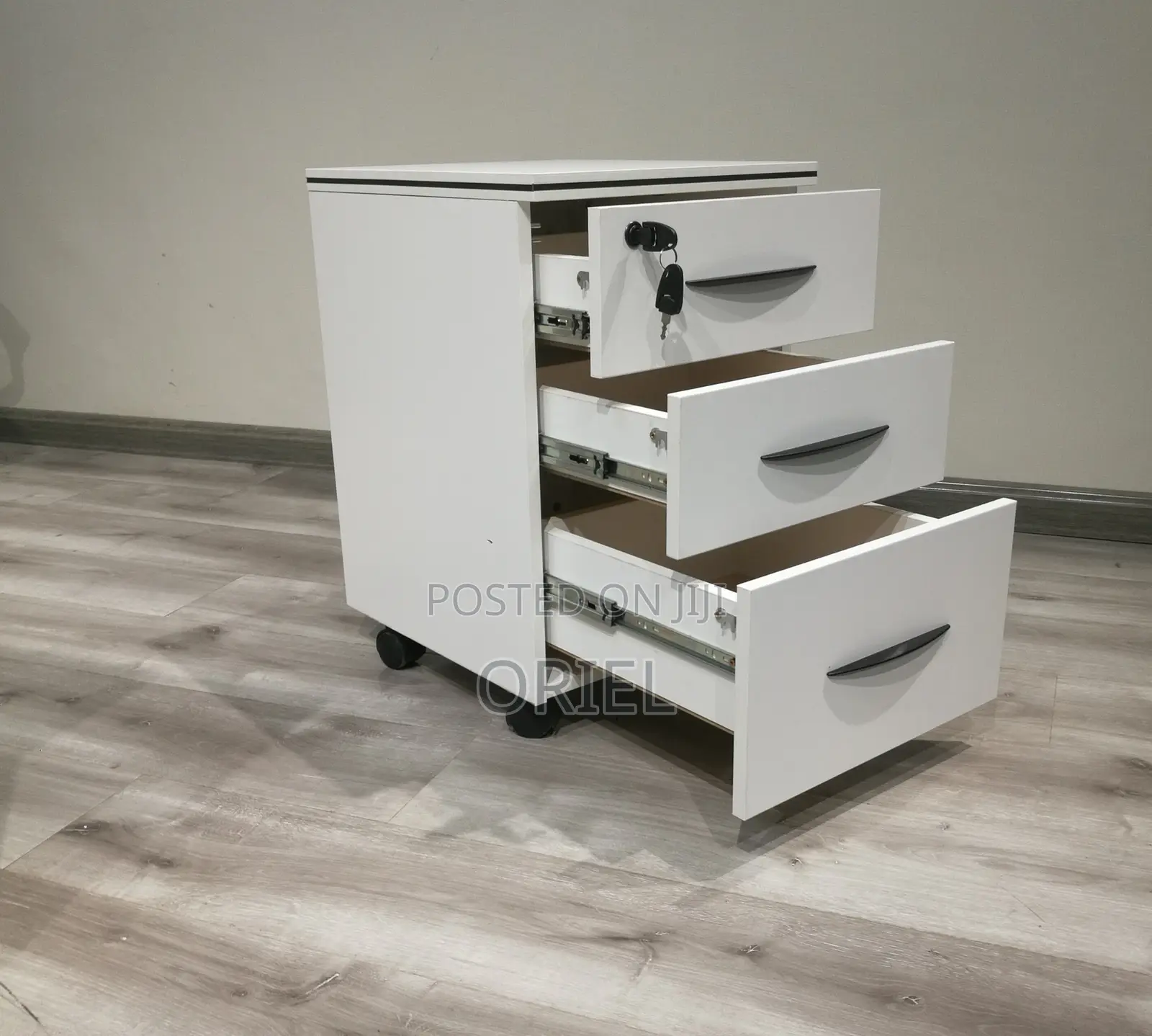 Office Cabinet : Wooden Vertical 3-Drawer File Cabinet