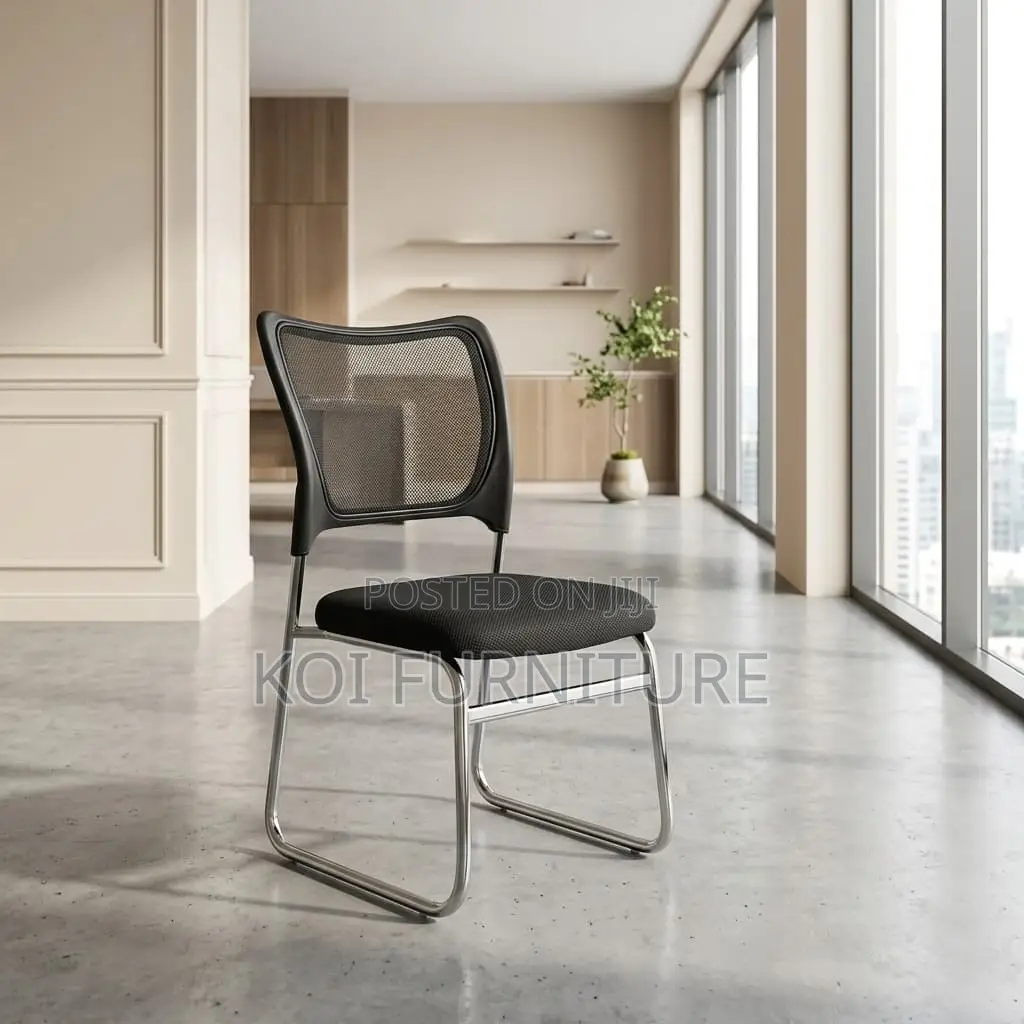 Office Chairs; Armless Black Guests Chairs