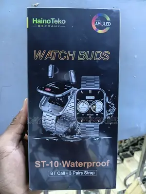 Haino Teko ST-10 2-in-1 Smartwatch With Built-in Wireless Earbuds.
