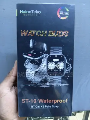 Haino Teko ST-10 2-in-1 Smartwatch With Built-in Wireless Earbuds.
