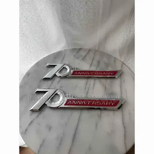 Weather Resistant 3DABS Plastic Adhesivebacking 70th Anniversary Badge