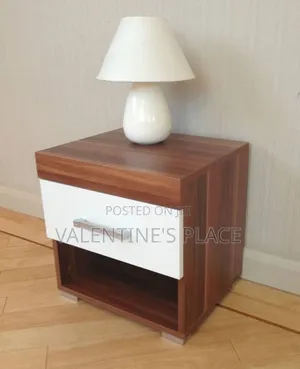Modern Two-Tone Wooden Bedside Table With Open Shelf