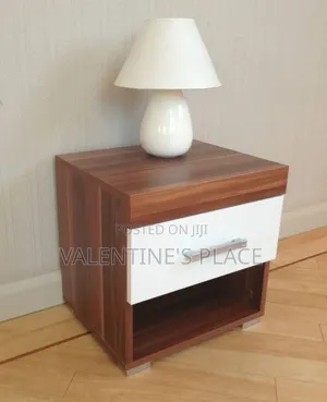 Modern Two-Tone Wooden Bedside Table With Open Shelf