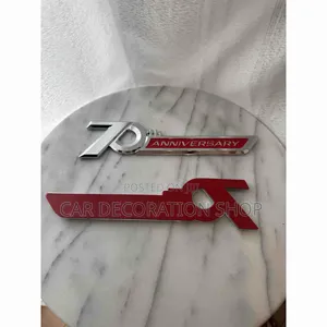 Weather Resistant 3DABS Plastic Adhesivebacking 70th Anniversary Badge