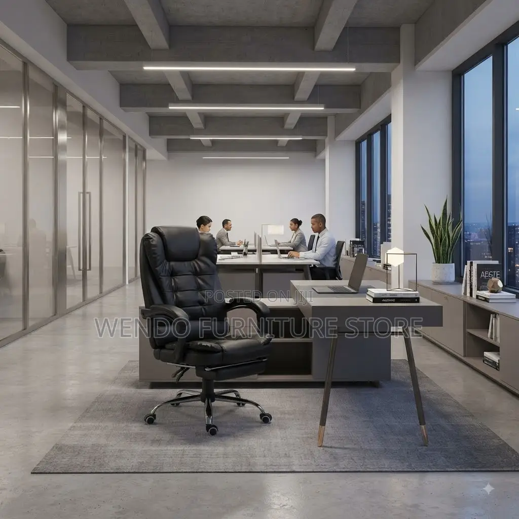 Office Chairs; Heavy Cushioned Office High Back Leather Chairs
