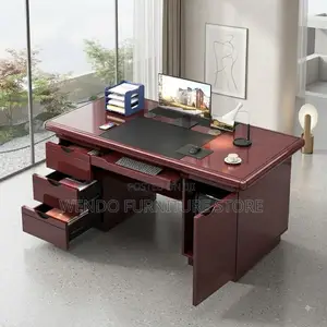 Office Desk; 140cm Executive Mahogany Desk With Lockable Drawers
