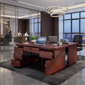 Office Desk; 140cm Executive Mahogany Desk With Lockable Drawers