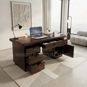 Office Desk; 140cm Executive Mahogany Desk With Lockable Drawers