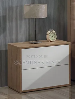 Modern Two-Tone Wooden Bedside Table With Open Shelf