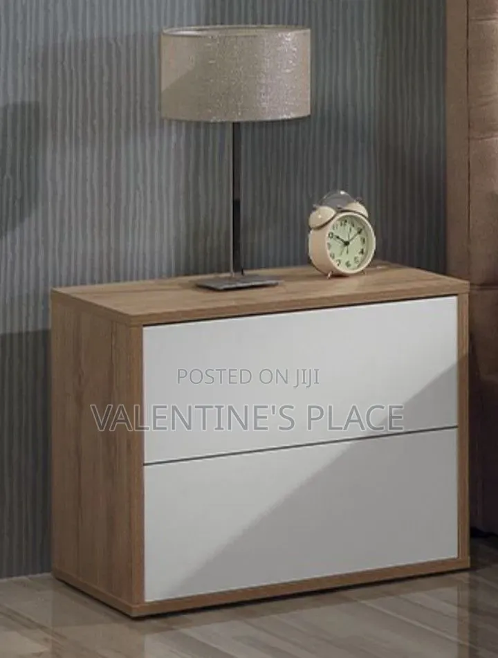Modern Two-Tone Wooden Bedside Table With Open Shelf