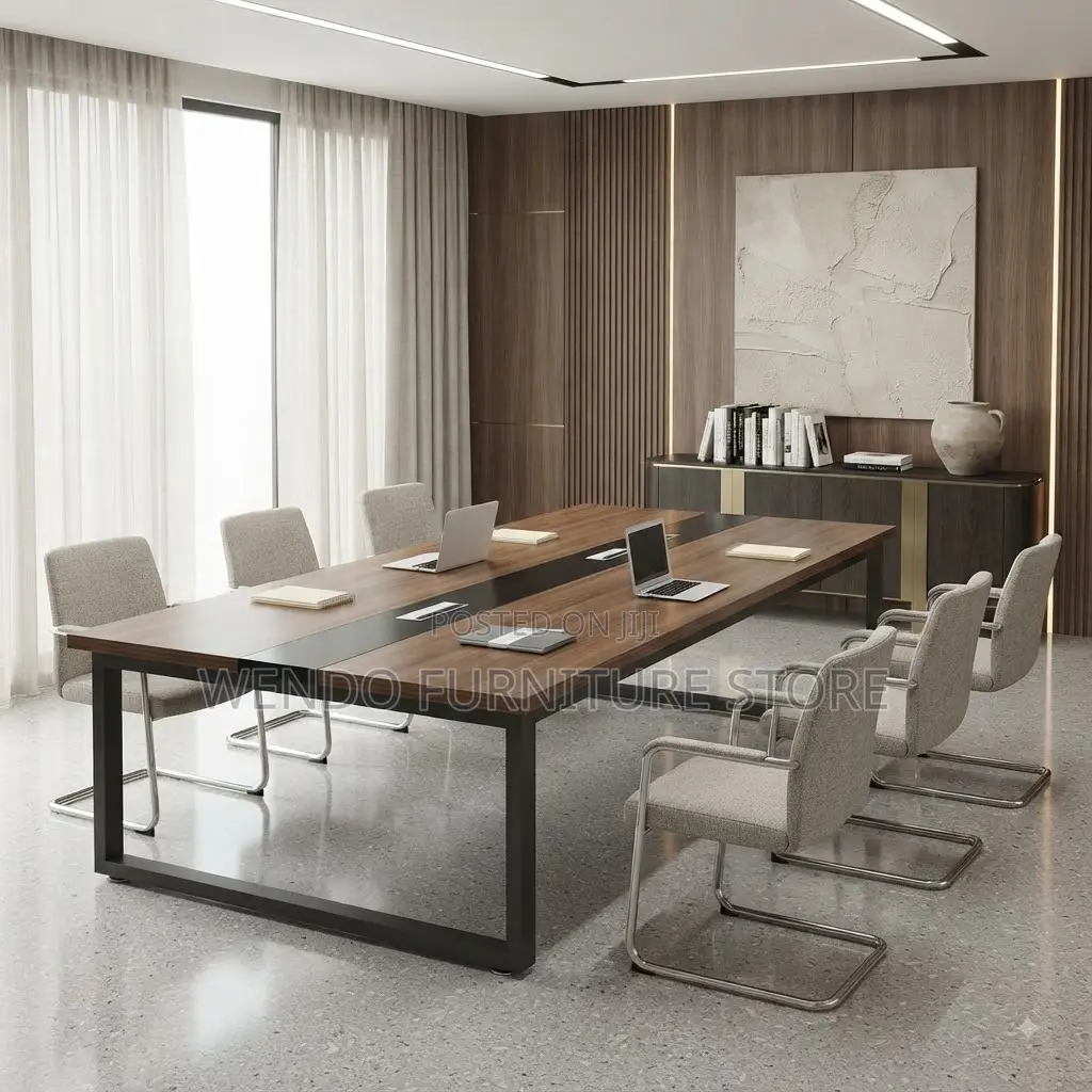 Boardroom Table; 2400MM Brown Meeting Table With Power Cable Manager