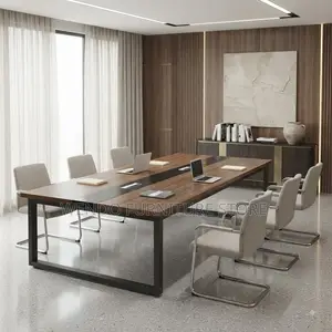 Boardroom Table; 2400MM Brown Meeting Table With Power Cable Manager