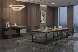 Boardroom Table; 2400MM Brown Meeting Table With Power Cable Manager