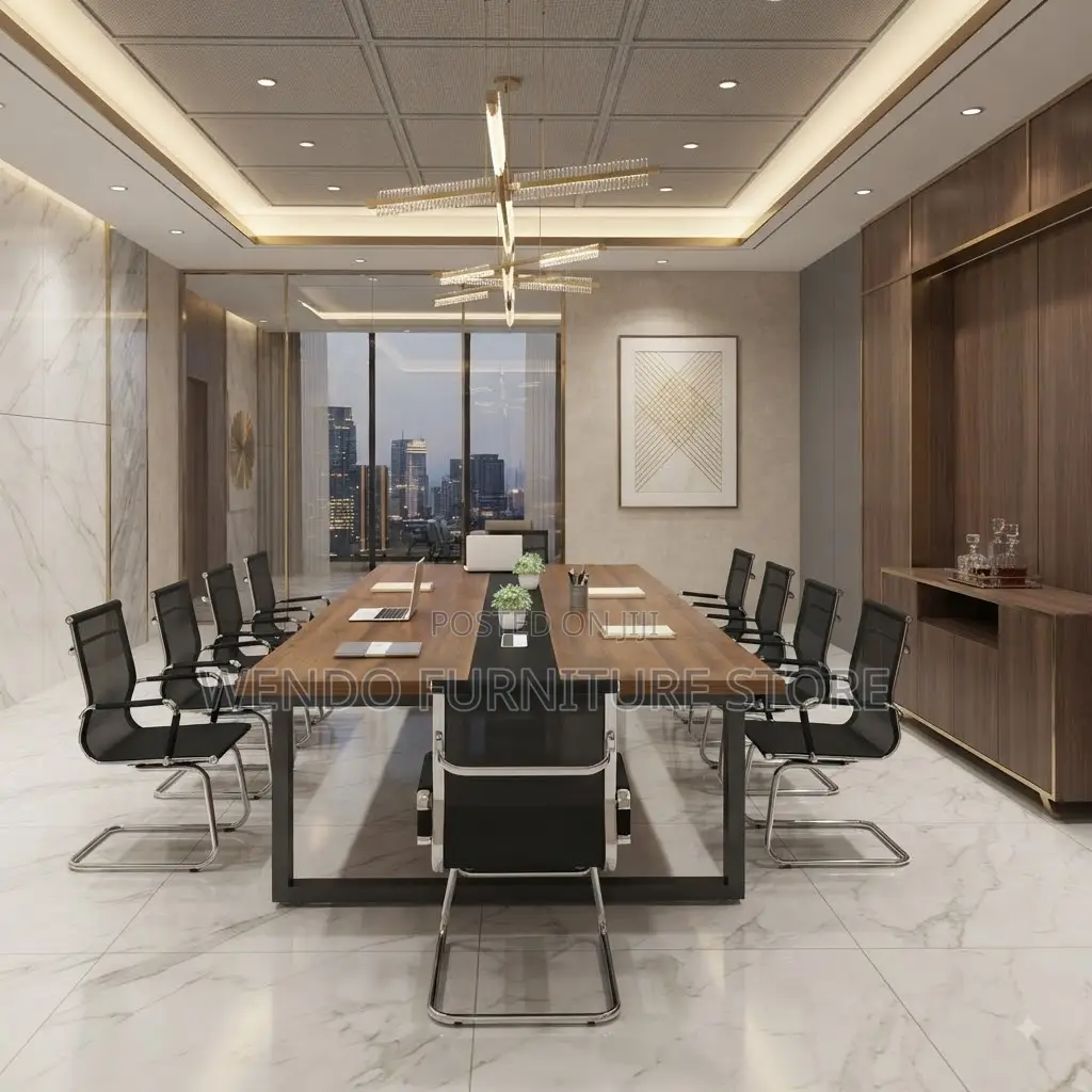 Boardroom Table; 2400MM Brown Meeting Table With Power Cable Manager