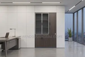 Office Cabinet; Three Doors Wooden Executive Gray Office Store Cabinet