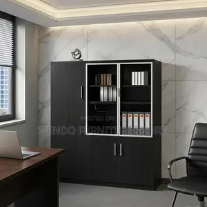 Office Cabinet; Three Doors Wooden Executive Gray Office Store Cabinet