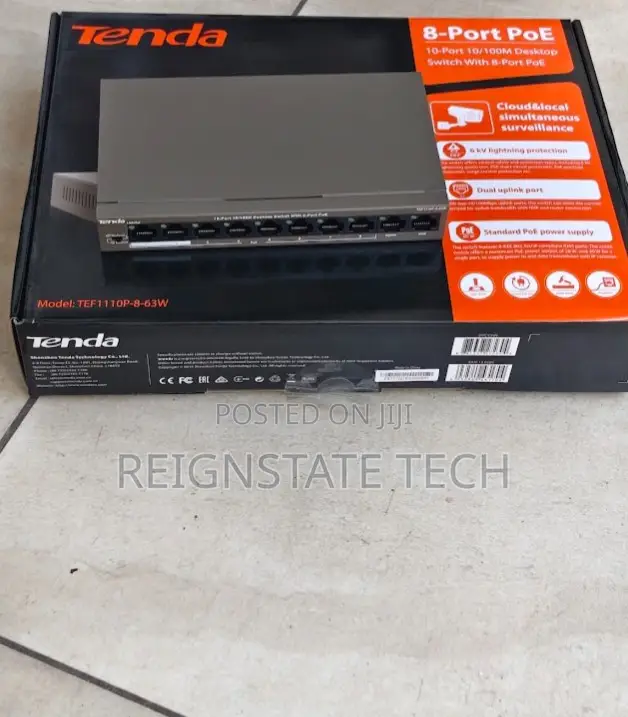 Tenda Tef1110p-8-63w 8-Port 10/100mbps + 2 Gigabit Desktop With 8 Poe