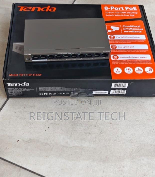 Tenda Tef1110p-8-63w 8-Port 10/100mbps + 2 Gigabit Desktop With 8 Poe