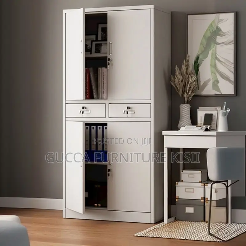 Office Cabinet; 4-Door Steel Storage Cabinet With Shelves