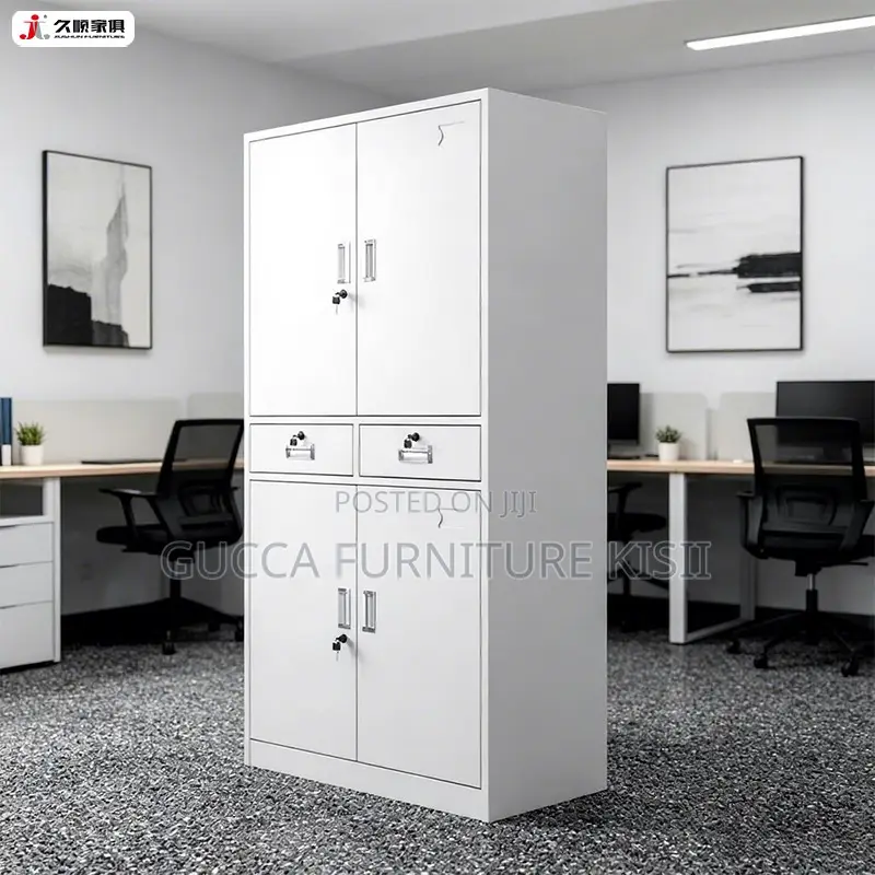 Office Cabinet; 4-Door Steel Storage Cabinet With Shelves