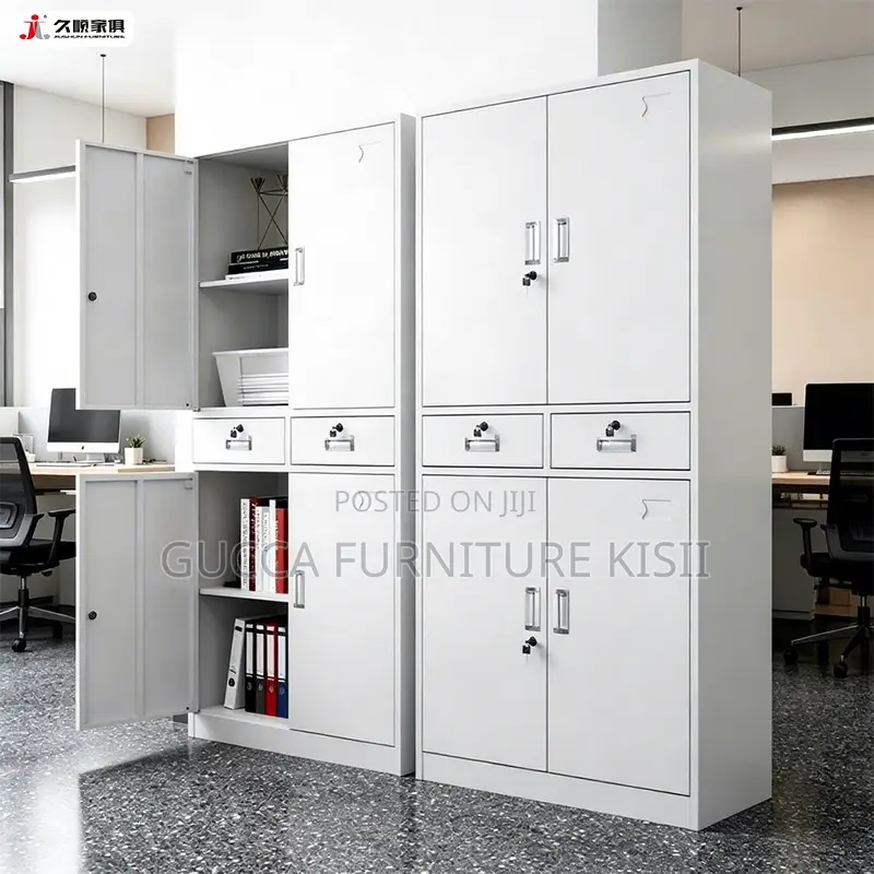 Office Cabinet; 4-Door Steel Storage Cabinet With Shelves