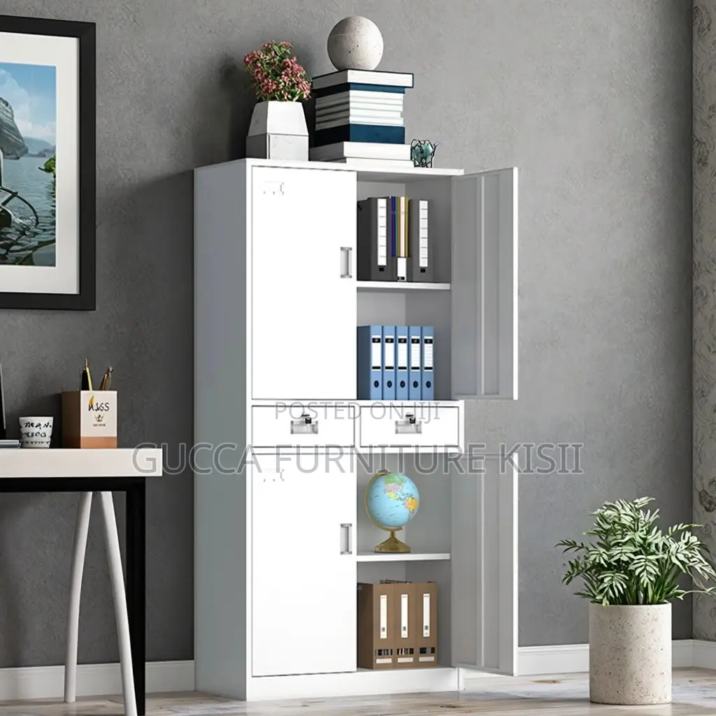 Office Cabinet; 4-Door Steel Storage Cabinet With Shelves