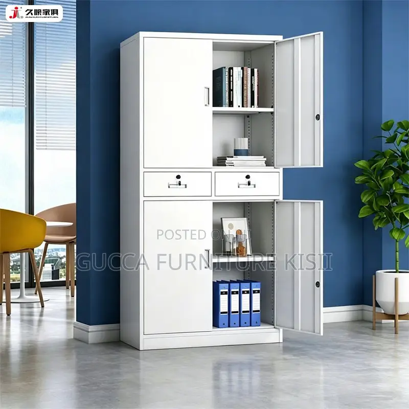 Office Cabinet; 4-Door Steel Storage Cabinet With Shelves