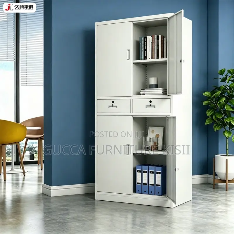 Office Cabinet; 4-Door Steel Storage Cabinet With Shelves