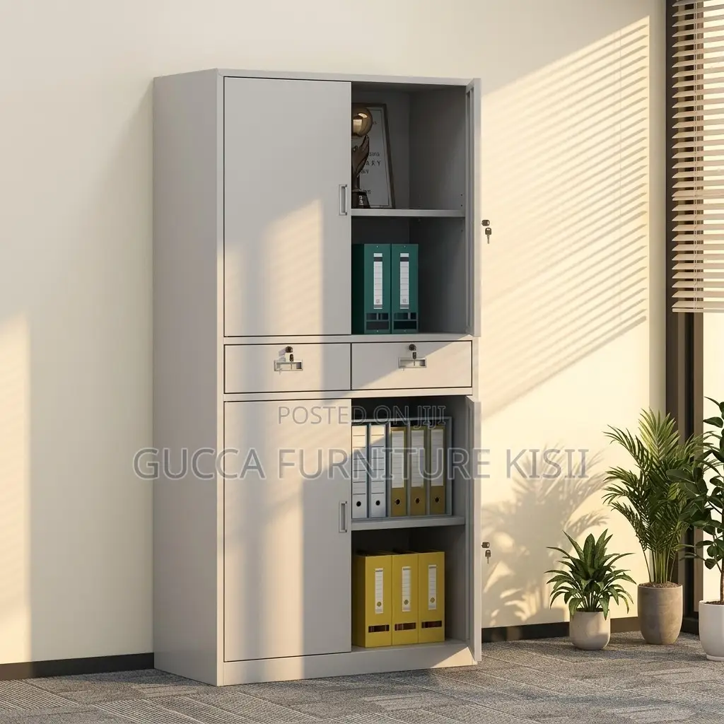 Office Cabinet; 4-Door Steel Storage Cabinet With Shelves