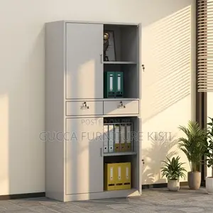 Office Cabinet; 4-Door Steel Storage Cabinet With Shelves