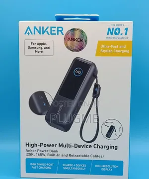 ANKER POWERBANK (25000 Mah 165W Built -in and Retractable Cables)