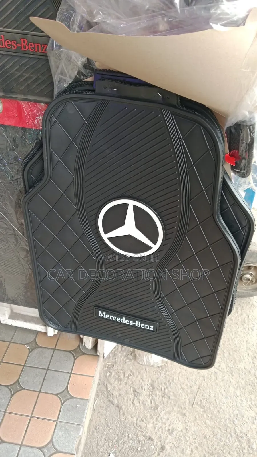 Mercedes Black Mats With Iconic White Accent Logo