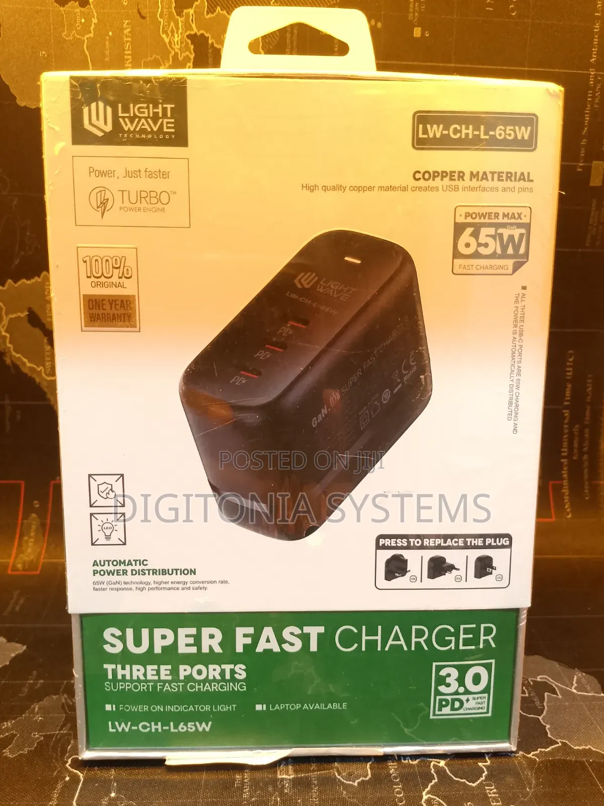 Light Wave Super Fast Charger Three Ports Lw-Ch-L65w