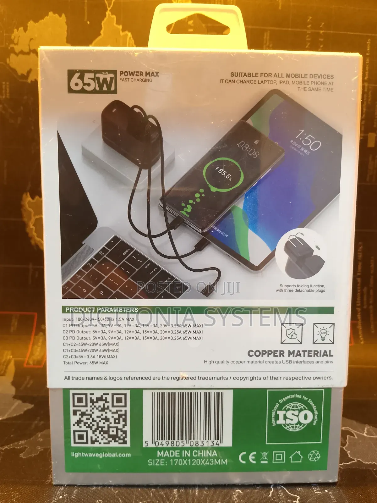 Light Wave Super Fast Charger Three Ports Lw-Ch-L65w