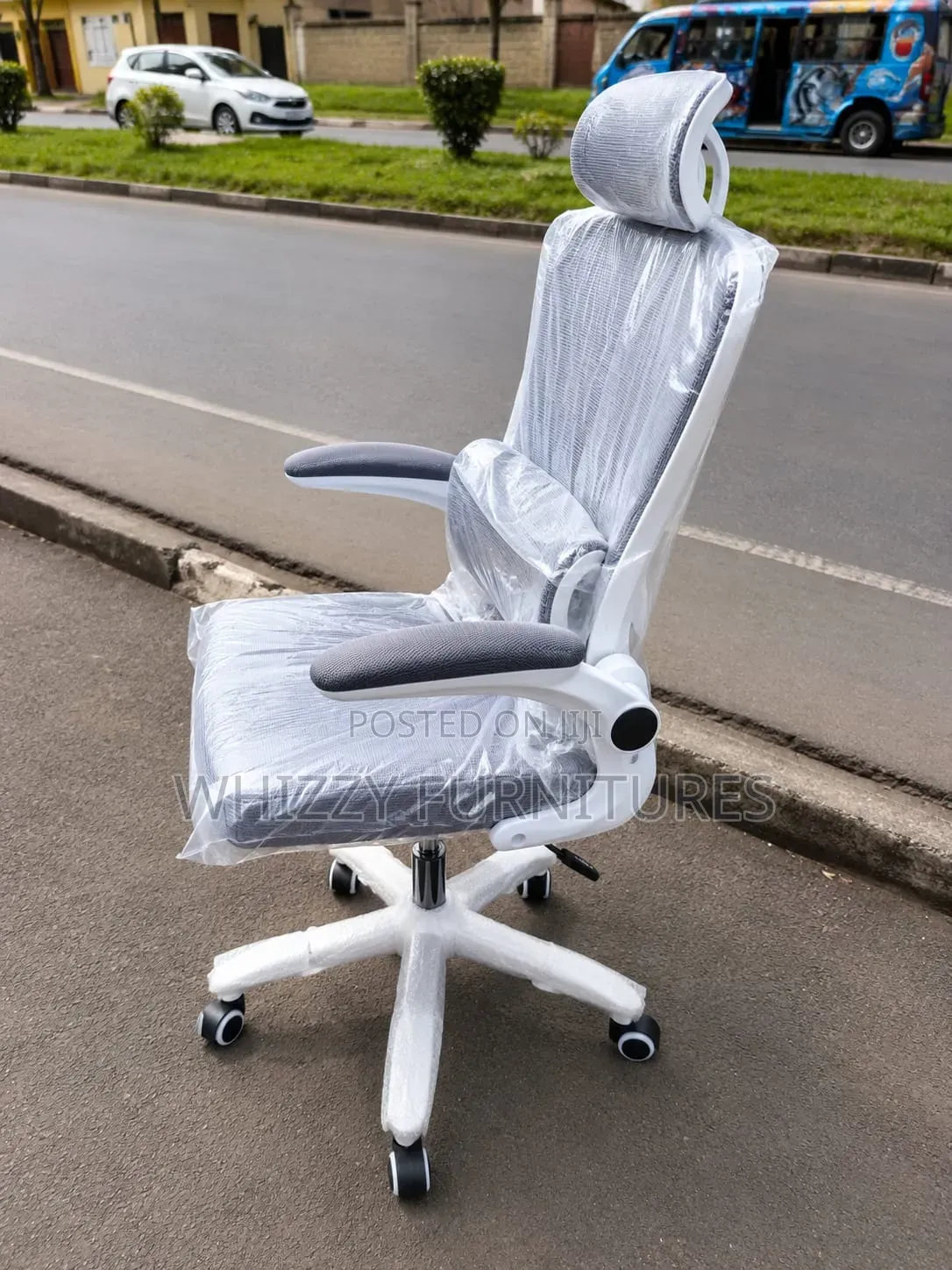 Office Chair;White/Grey Ergonomic Office Chair