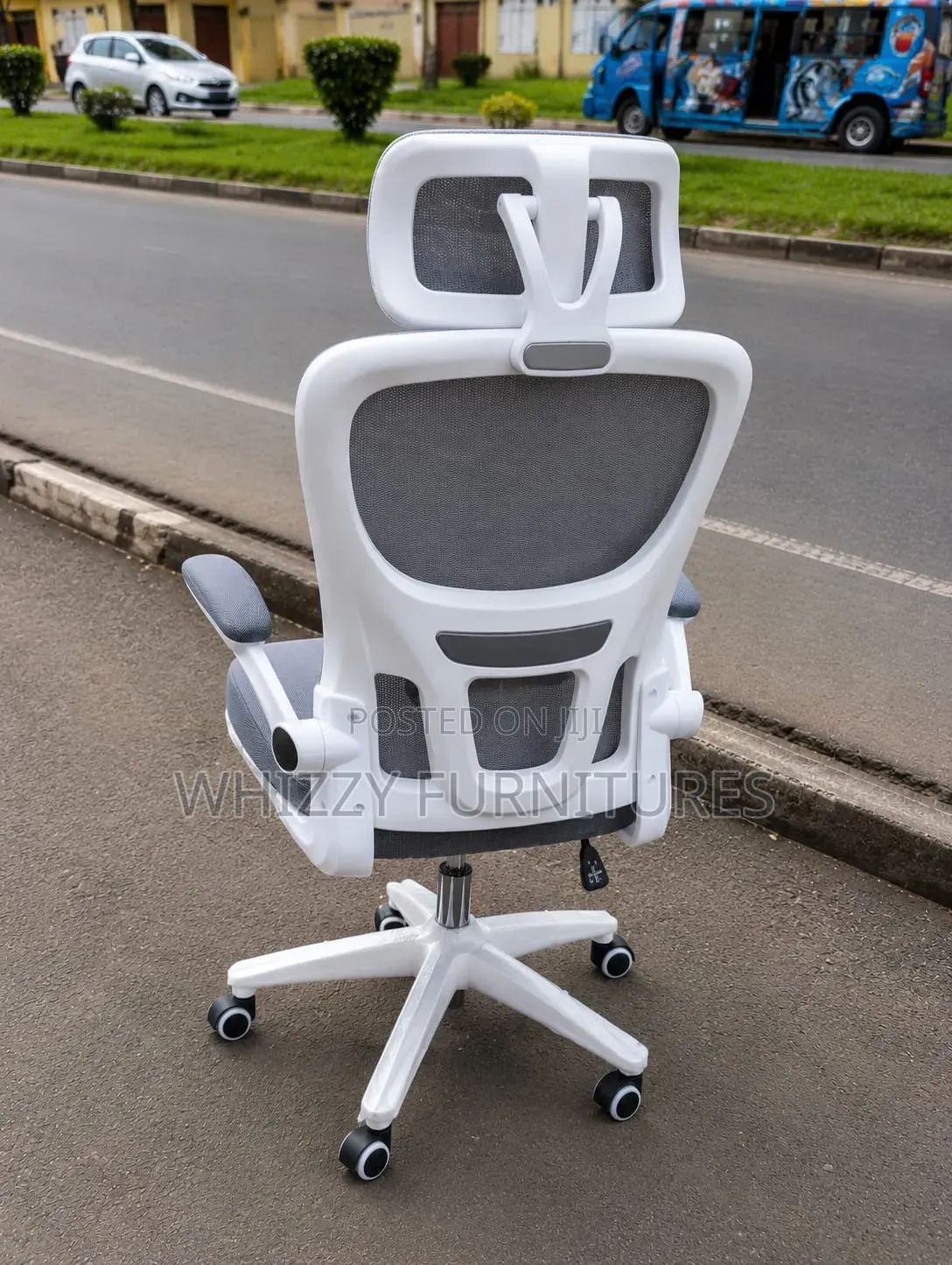 Office Chair;White/Grey Ergonomic Office Chair