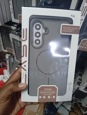 Grey Magnetic Phone Case Packaged for the Samsung Galaxy A56.