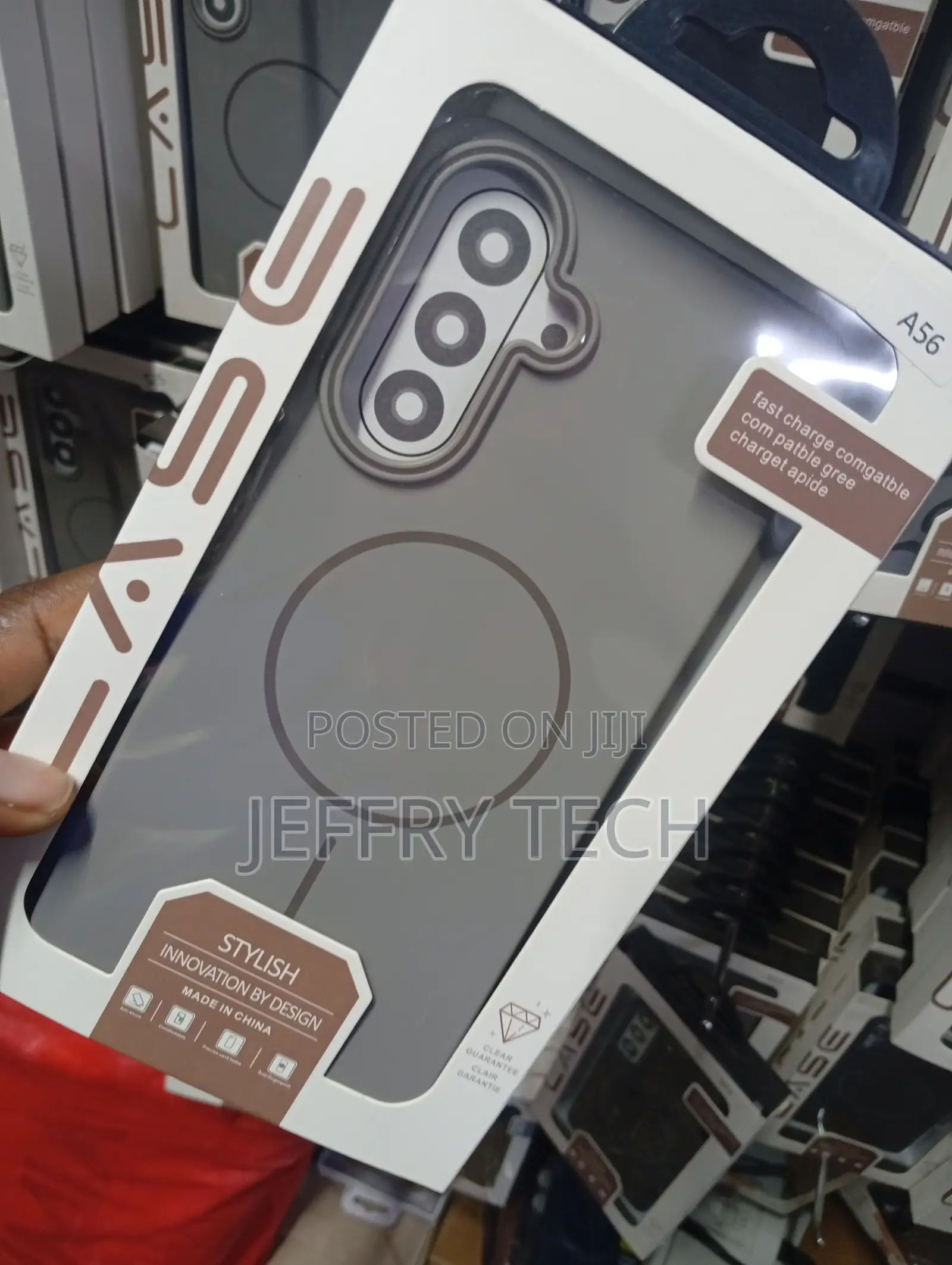 Grey Magnetic Phone Case Packaged for the Samsung Galaxy A56.