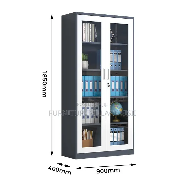 Office Cabinet: 2-Door Glass Metalic Cabinet