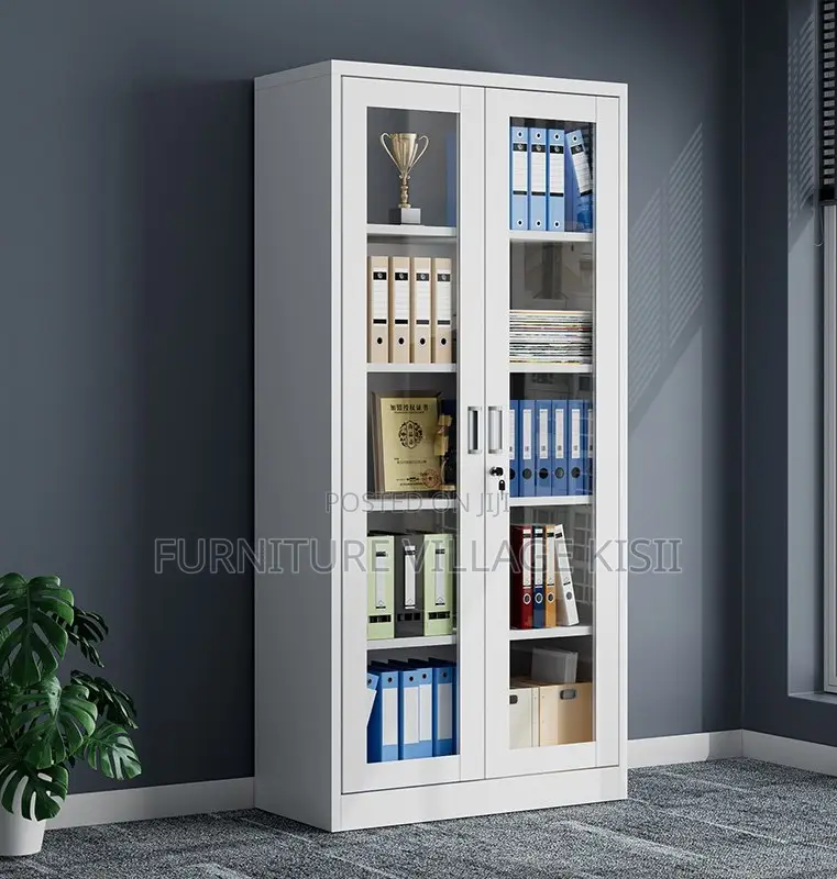 Office Cabinet: 2-Door Glass Metalic Cabinet
