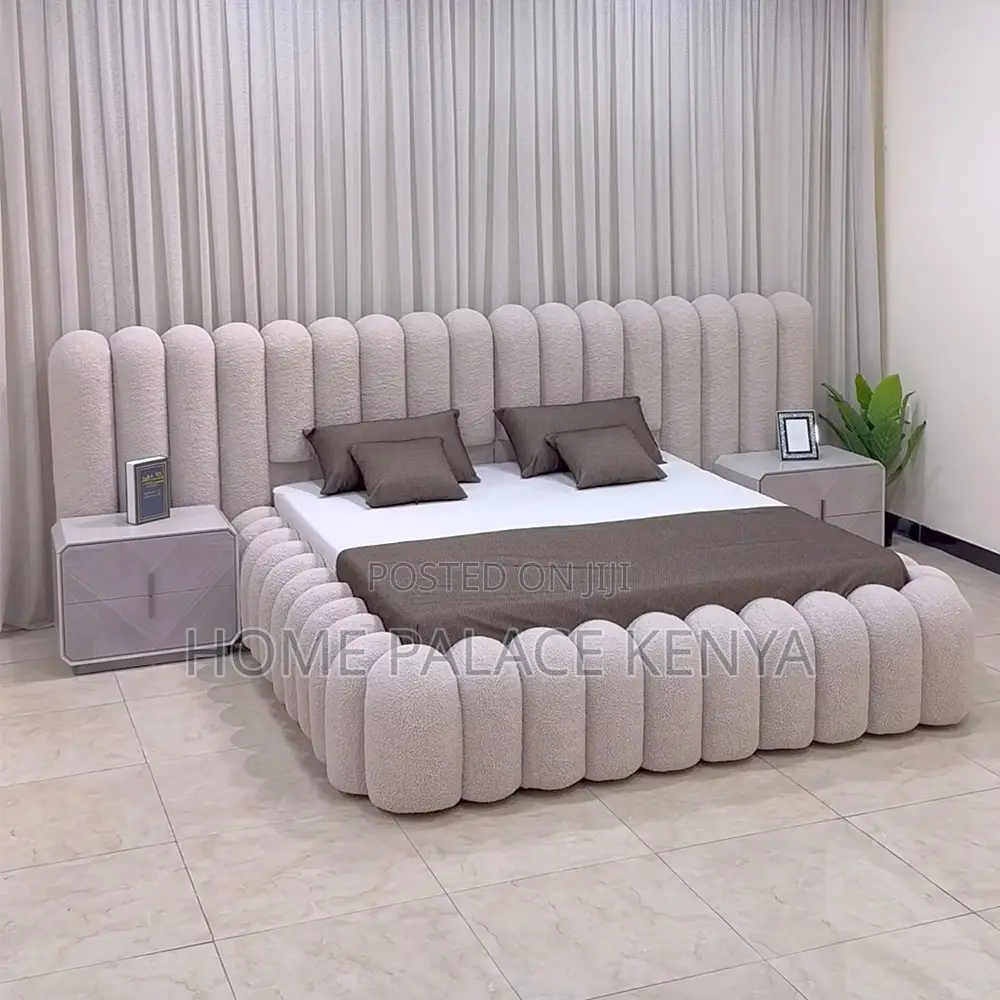 Bed; Luxury Upholstered Bubble Bed With Stylish Curved Frame