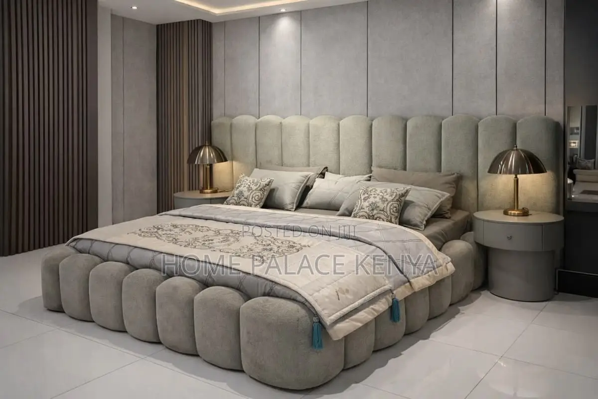 Bed; Luxury Upholstered Bubble Bed With Stylish Curved Frame