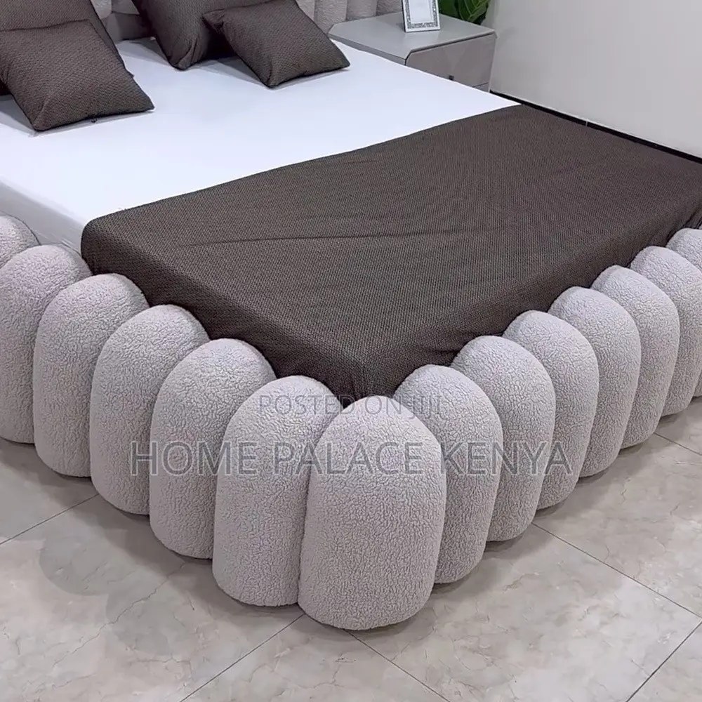 Bed; Luxury Upholstered Bubble Bed With Stylish Curved Frame