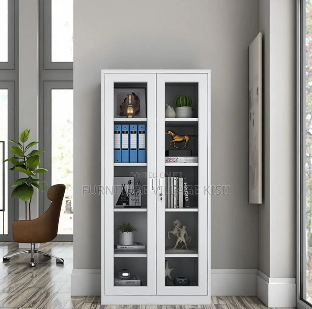 Office Cabinet: 2-Door Glass Metalic Cabinet