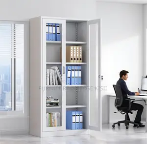 Office Cabinet: 2-Door Glass Metalic Cabinet