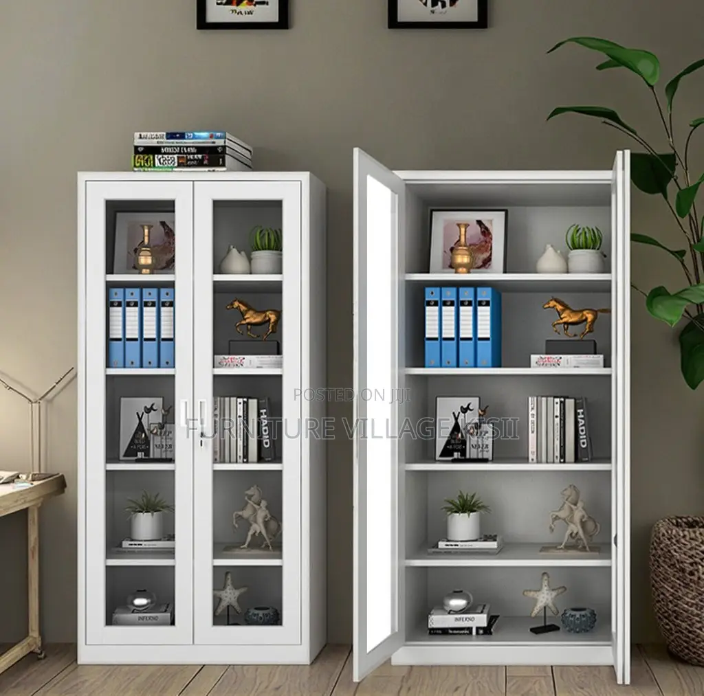 Office Cabinet: 2-Door Glass Metalic Cabinet
